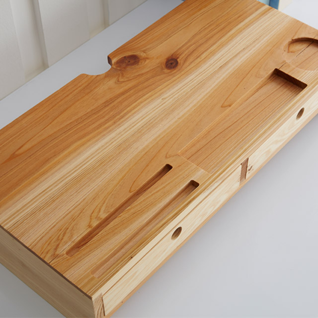 대나무 원목 모니터받침대 선반 서랍형