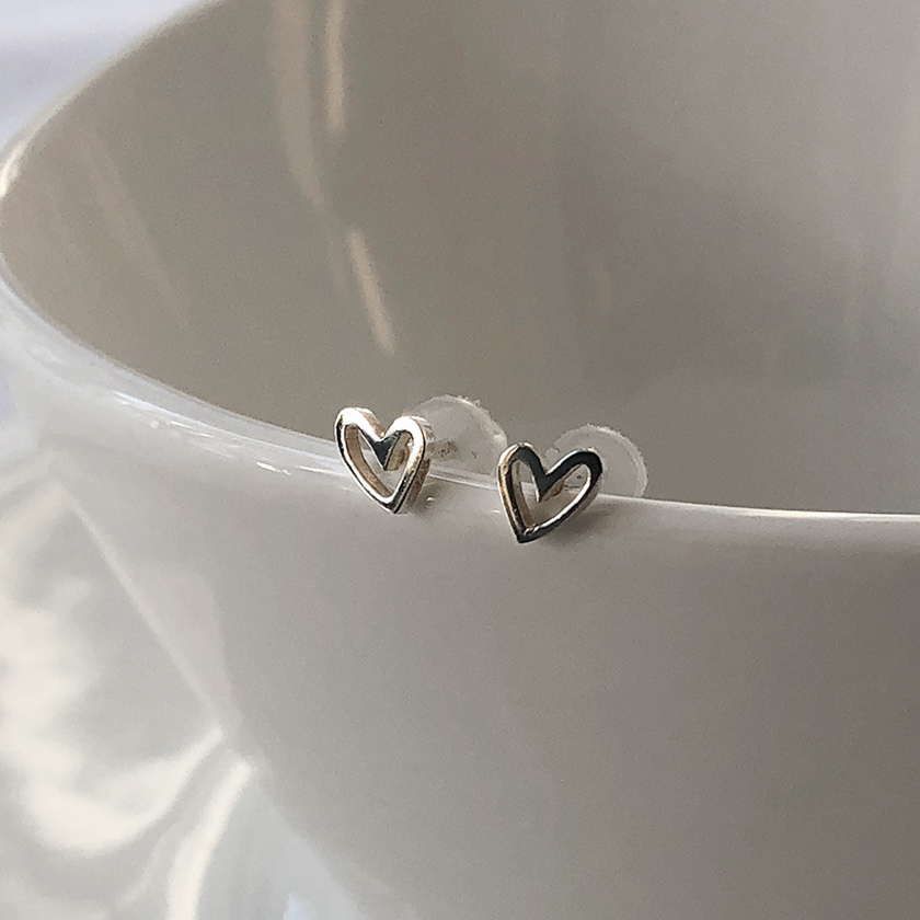 (무배/실버925) all silver 미니미니 하트 귀걸이
