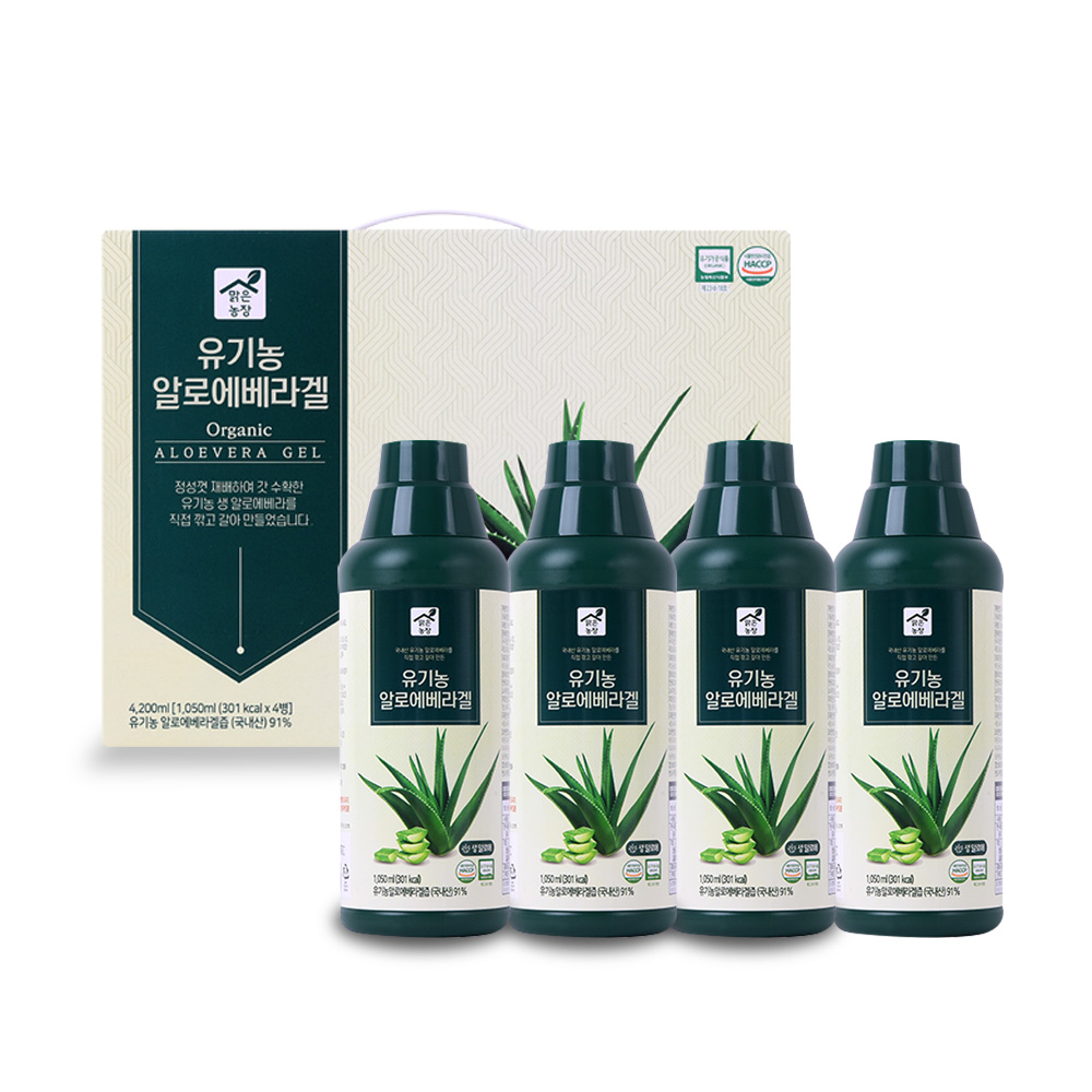 맑은농장 유기농 알로에 베라 겔 세트 1050ml x 4개입 먹는 알로에 - 상세 이미지 4