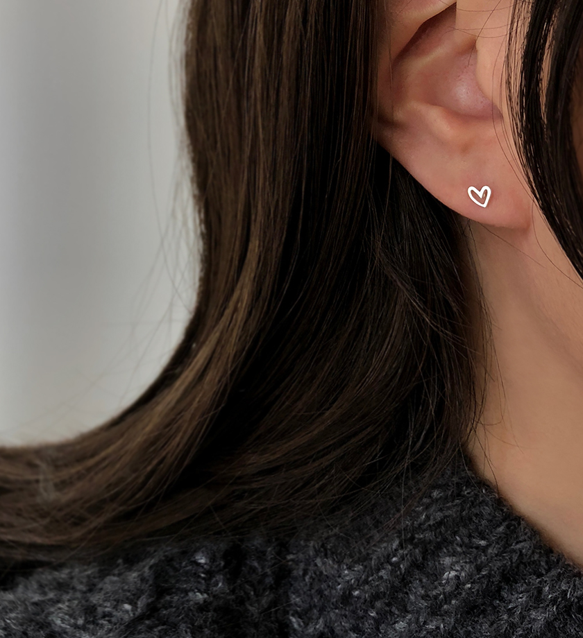 (무배/실버925) all silver 미니미니 하트 귀걸이