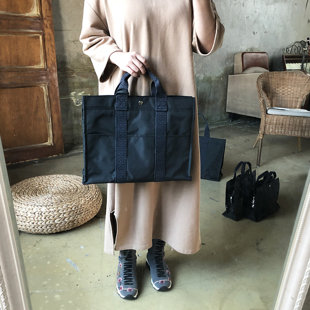 차롬 서류 토트백 패브릭 지퍼가방 직장인 출근룩 - 상세 이미지 5