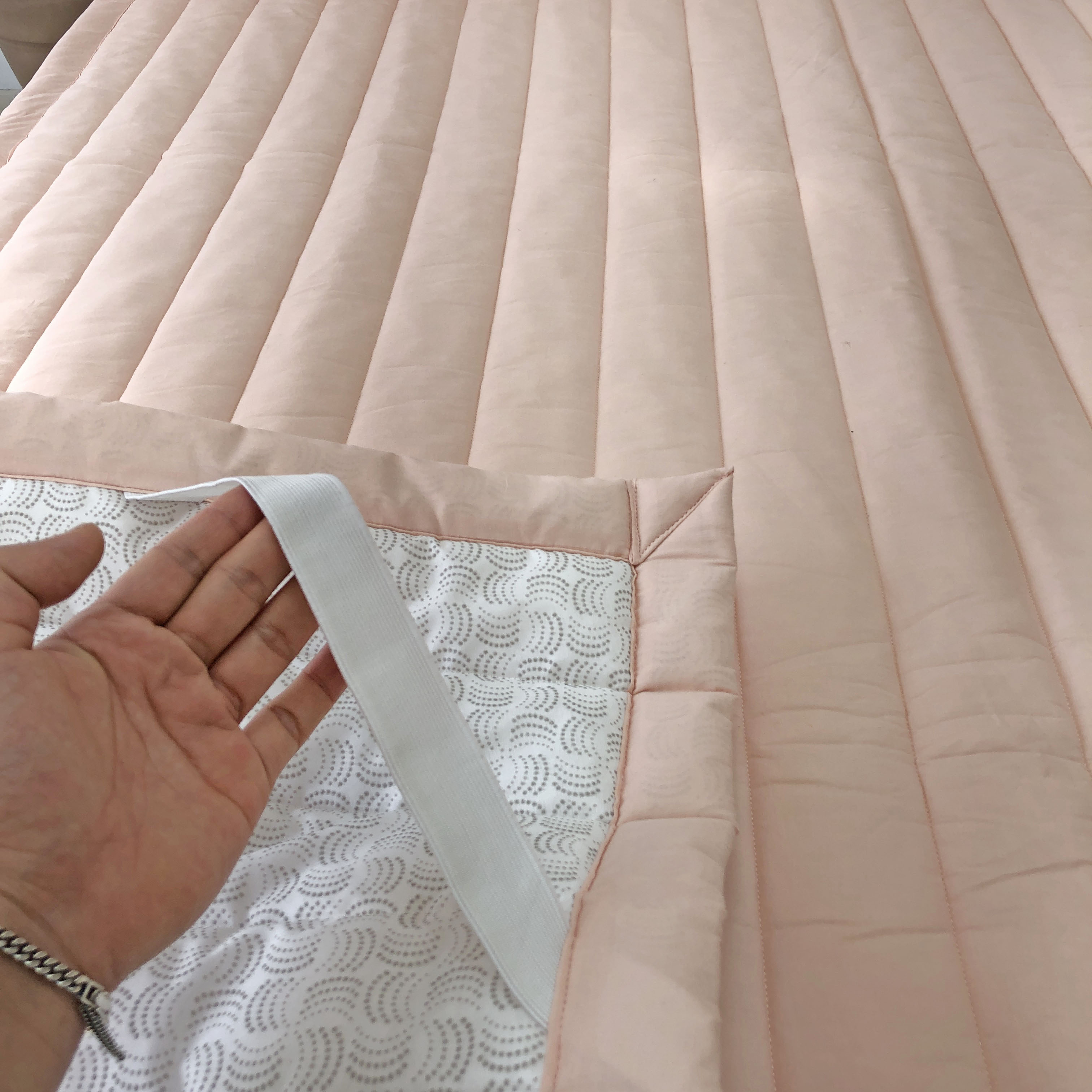 누블 아사 코튼 미끄럼방지 및 고무밴딩 사계절 침대 패드 SS