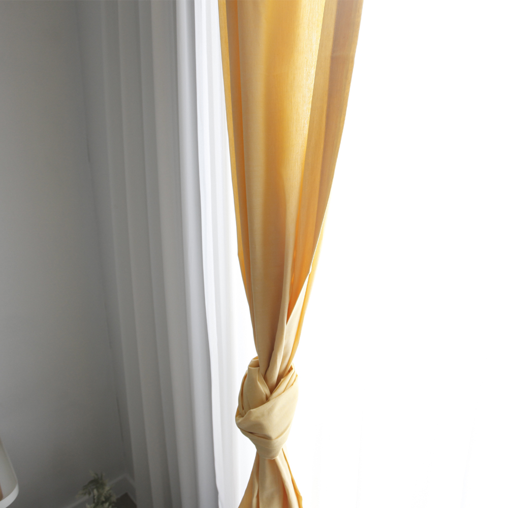 선염 무지 노랑 아이방 커튼 핀스타일 S - 100x150