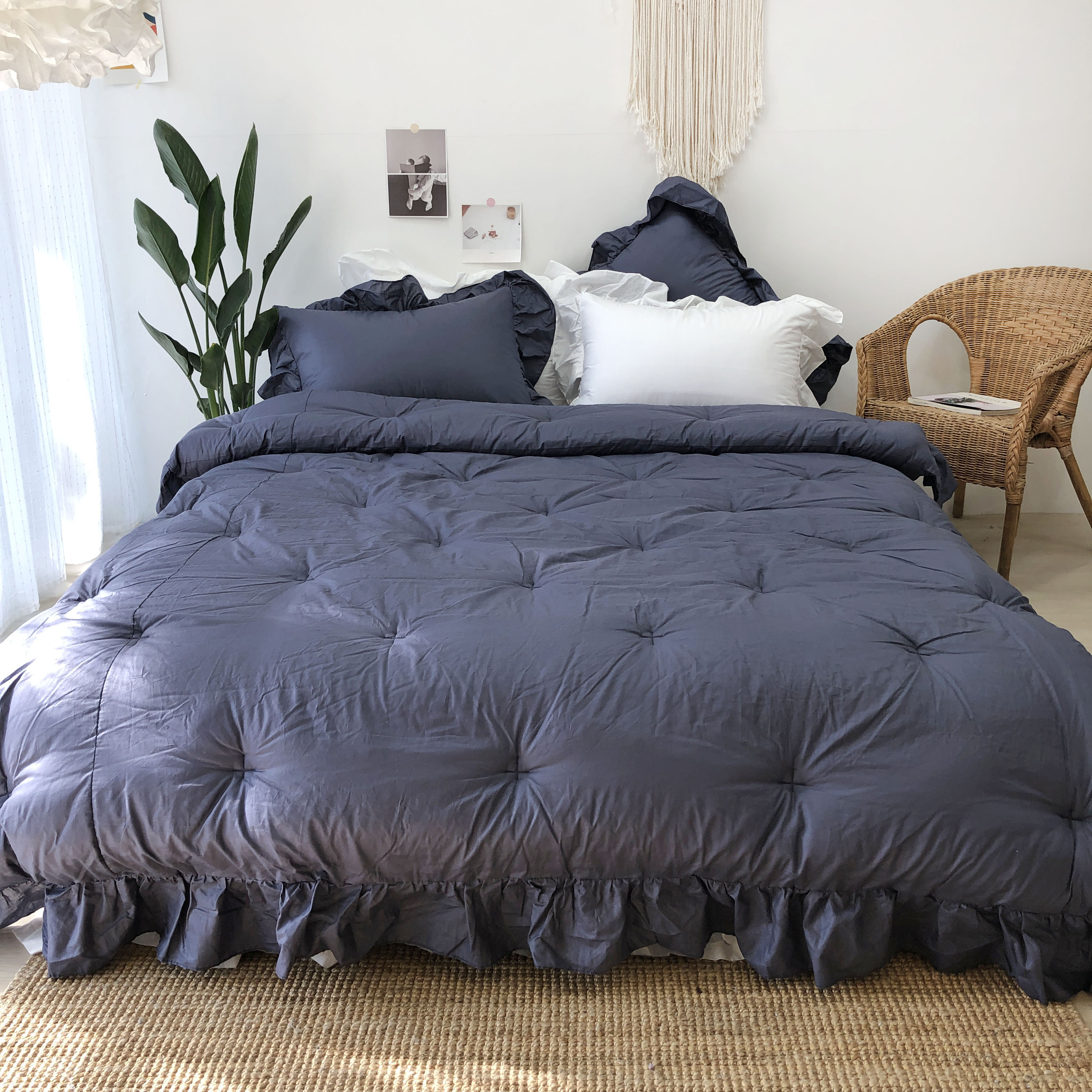 드레시한 프렌치 프릴 60수 아사 순면 침구 차렵 이불 S/SS