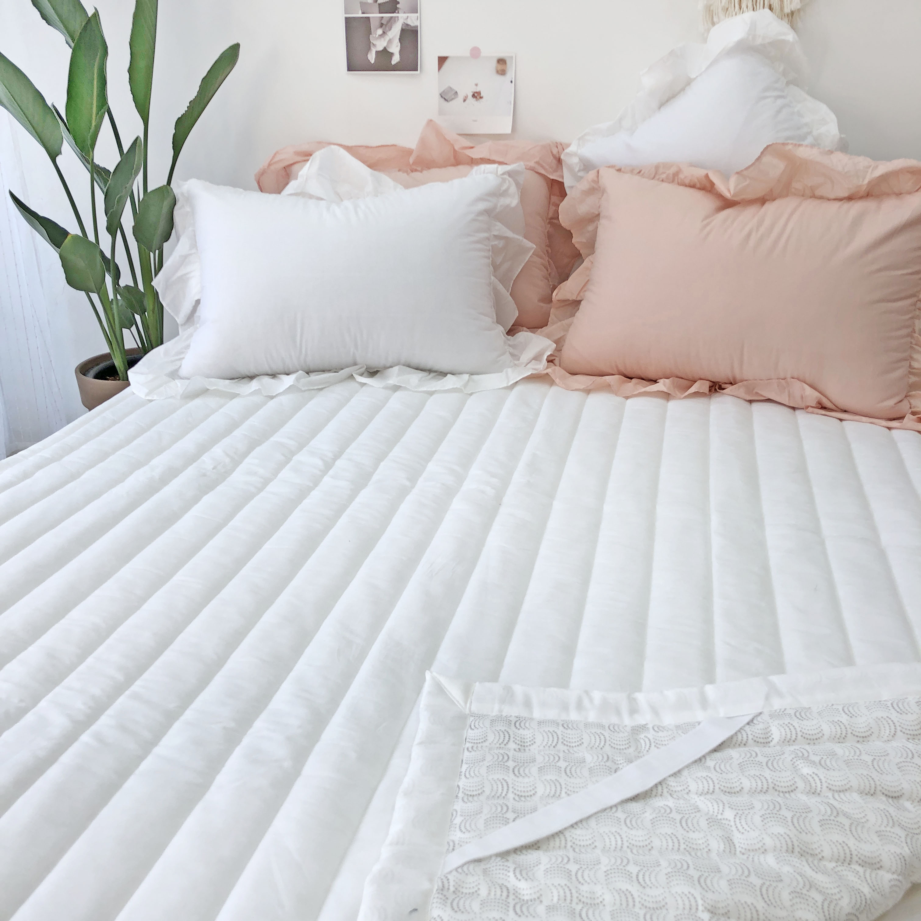 누블 아사 코튼 미끄럼방지 및 고무밴딩 사계절 침대 패드 SS