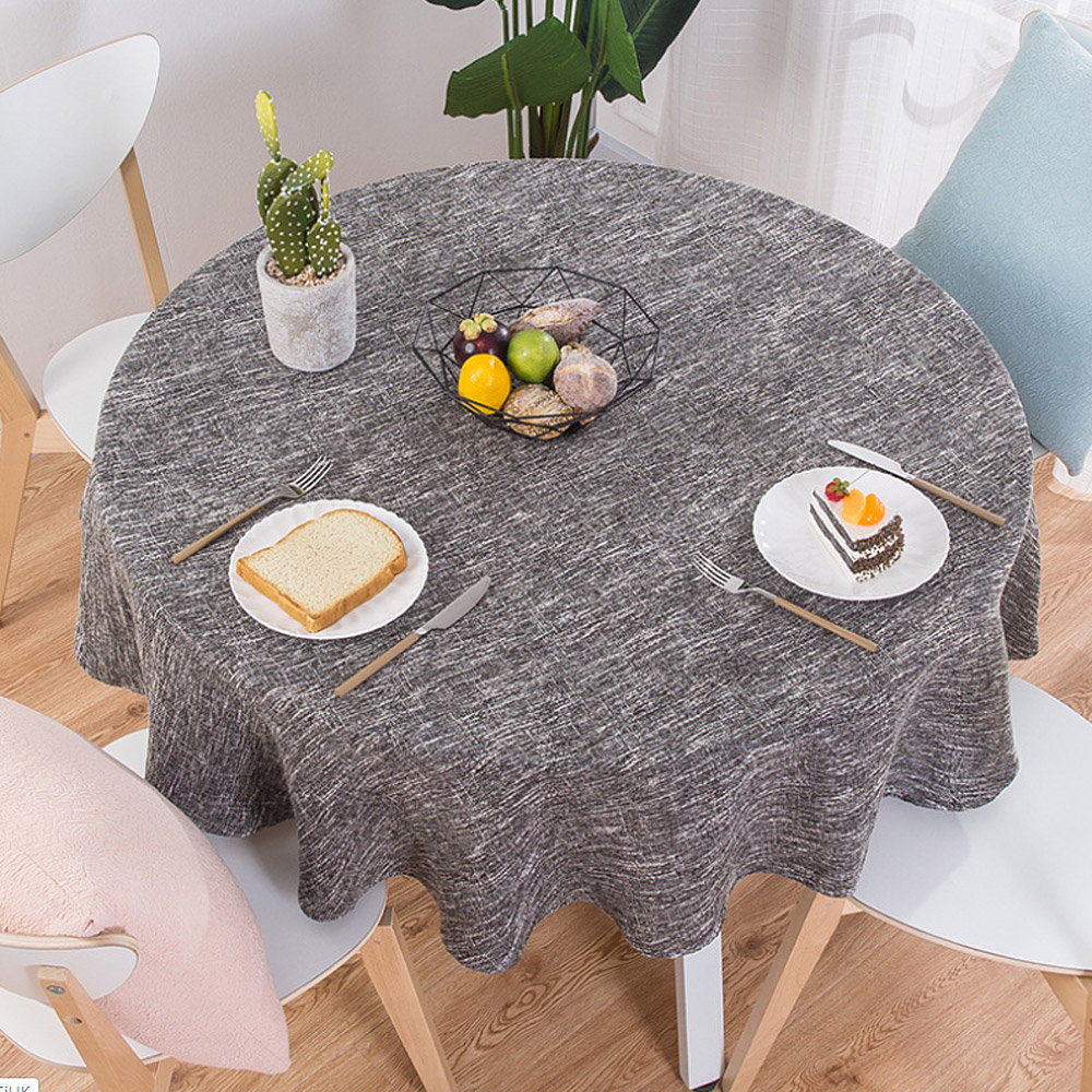 2인용 4인용 린넨 원형 테이블보 패브릭 식탁보 120cm