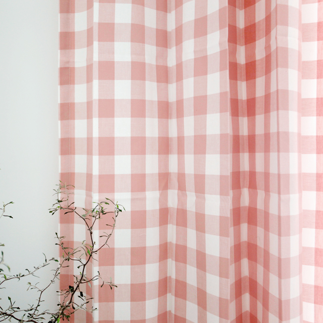 3cm 체크 아이방 커튼-핑크 맞춤제작 여아 빈티지 커튼