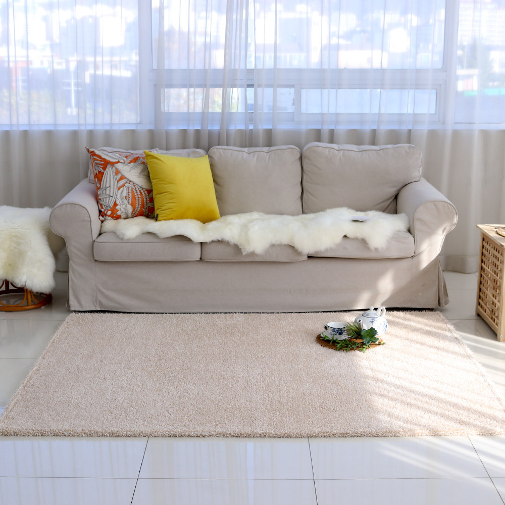 먼지없는 워셔블 장모 온감 러그 대형 거실 침실 원룸 루틴 아이보리, 150x200