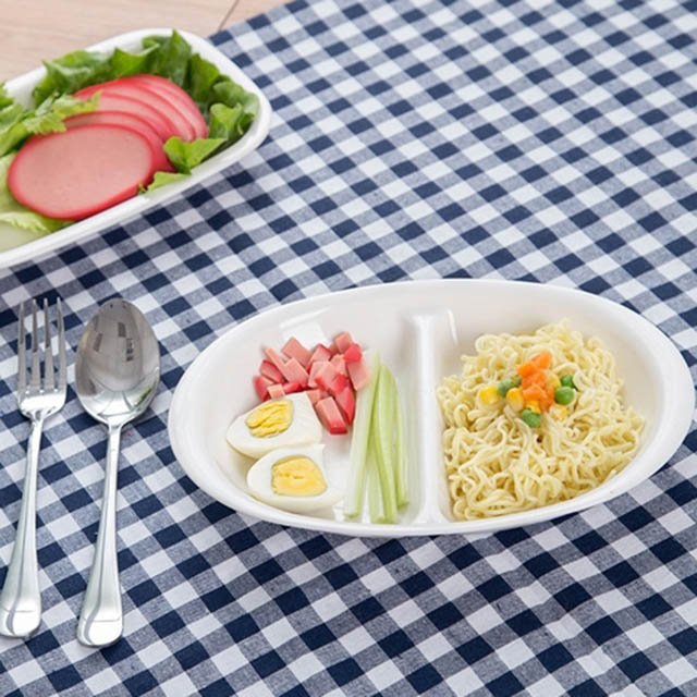 전자렌지 사용가능한 2칸 3칸 타원형 나눔접시 - 상품 이미지