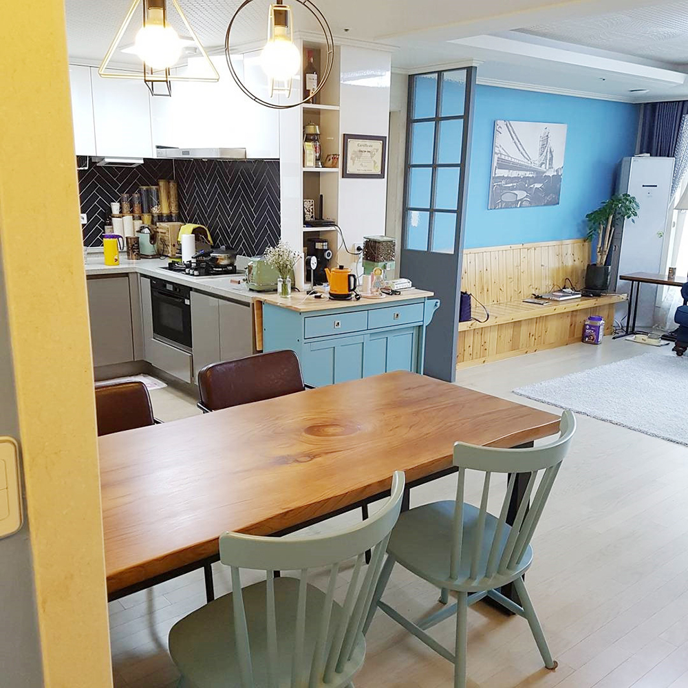 [뉴송우드슬랩] 스타벅스 테이블 V다리 원목식탁 W1000XD750XH750 카페테이블