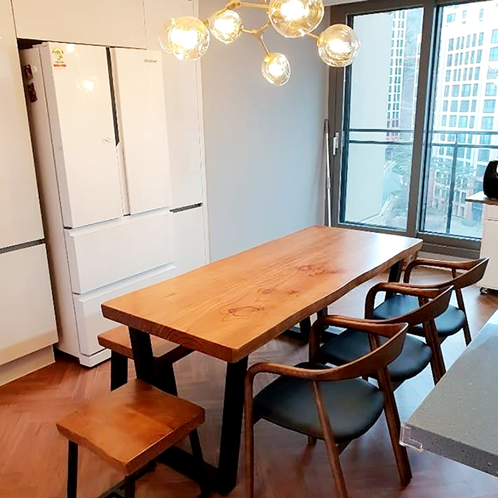 [뉴송우드슬랩] 스타벅스 테이블 V다리 원목식탁 W1000XD750XH750 카페테이블