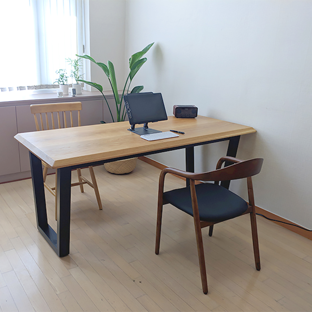 옐로우라이트 오크우드슬랩 오크 원목 식탁 다이닝 화이트오크 카페 테이블 맞춤제작 스타벅스식탁