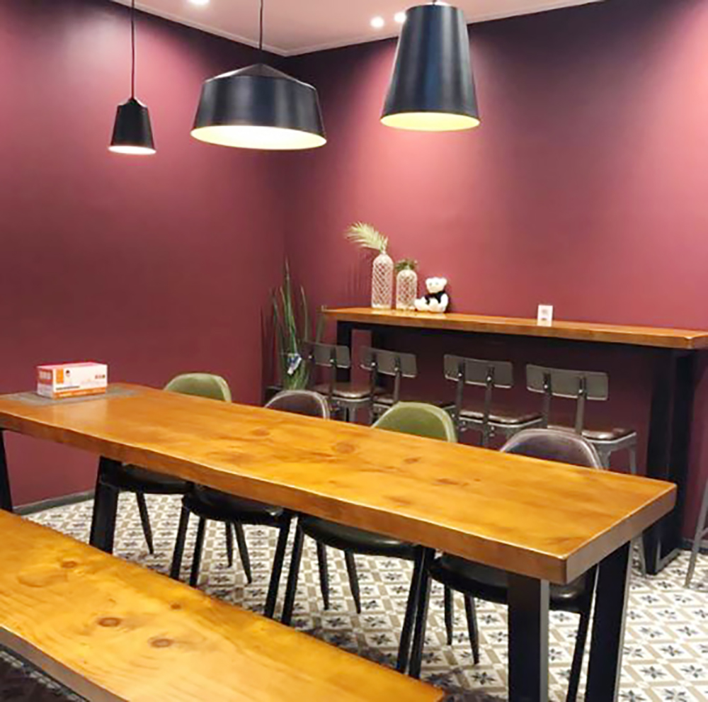 [뉴송우드슬랩] 스타벅스 테이블 V다리 원목식탁 W1000XD750XH750 카페테이블