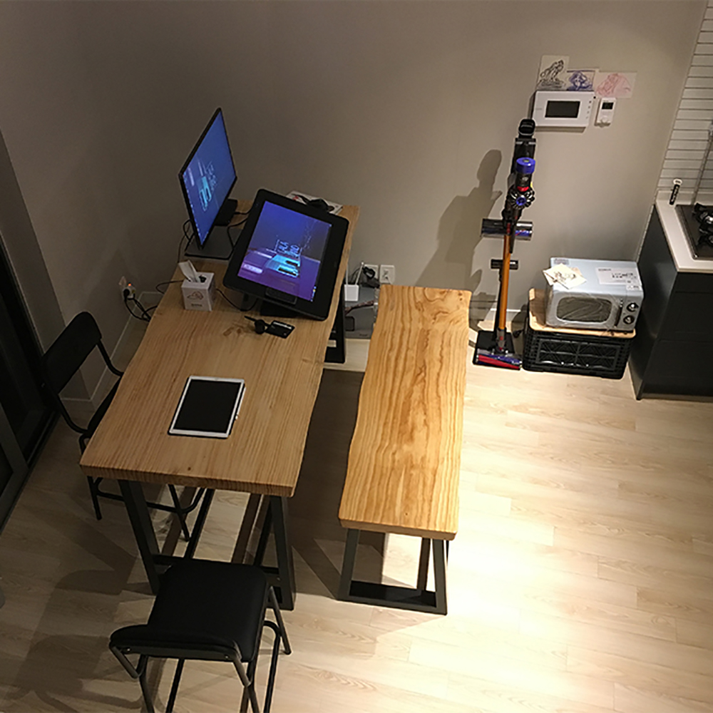 [뉴송 우드슬랩] 오피스 테이블 / H다리  오피스책상 (홈카페 스타벅스테이블)