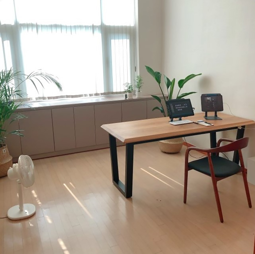 옐로우라이트 오크우드슬랩 오크 원목 식탁 다이닝 화이트오크 카페 테이블 맞춤제작 스타벅스식탁