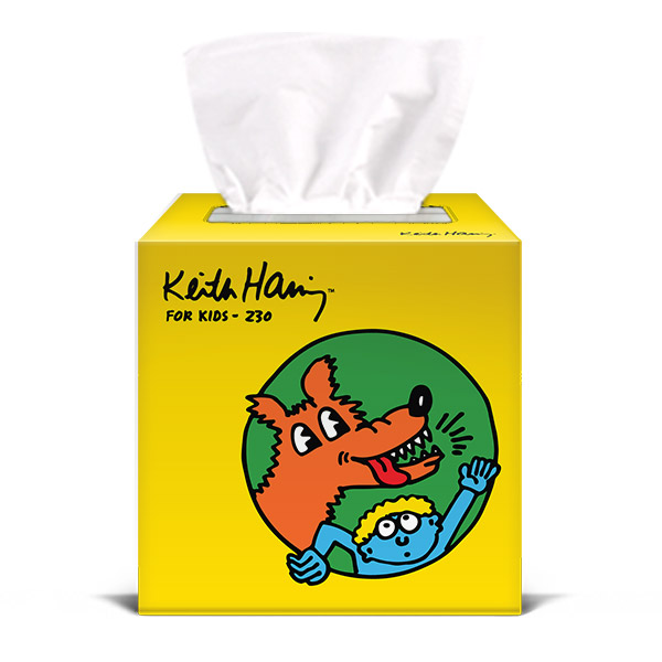 [천연펄프케이스] 한예지 키스해링 KIDS 천연펄프 미용티슈 230매 6입 8팩 1BOX - 상세 이미지 3