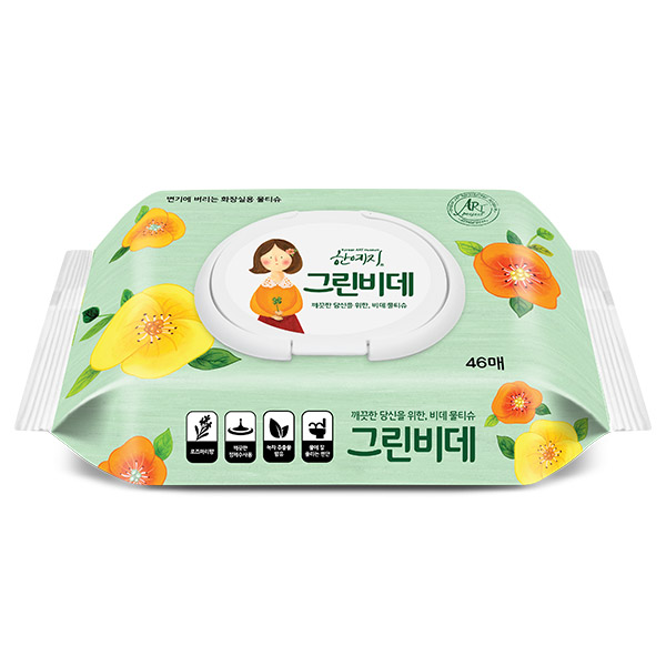 한예지 그린비데 물티슈 캡형 46매, 10개 - 상세 이미지 2