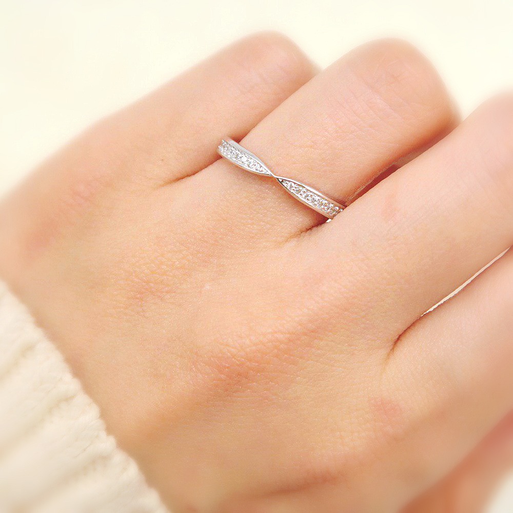랩 다이아 퓨어 가드링 웨딩 밴드 인피니티 프러포즈 골드 반지 14K 18K 여자 - 상세 이미지 3