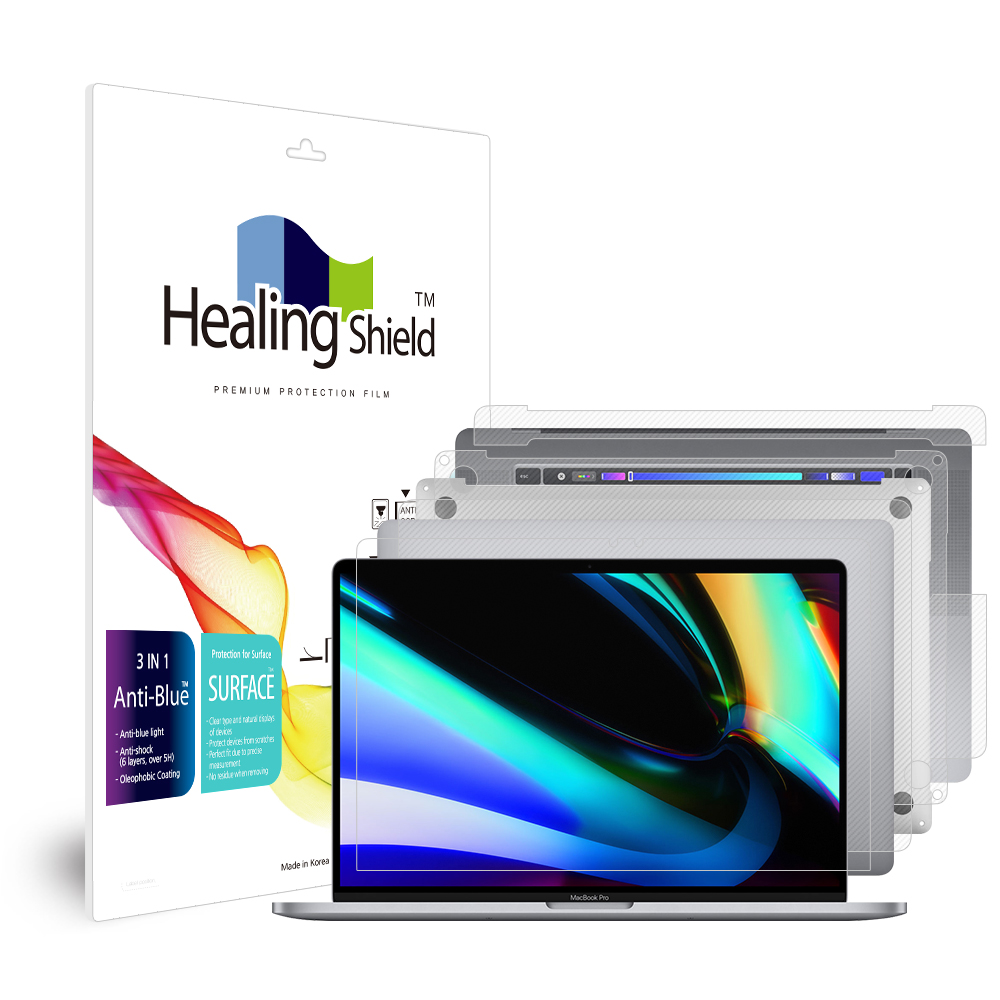 맥북 프로 2019 16 블루라이트차단 시력보호 액정보호필름 1매 외부3종 세트 - 상품 이미지