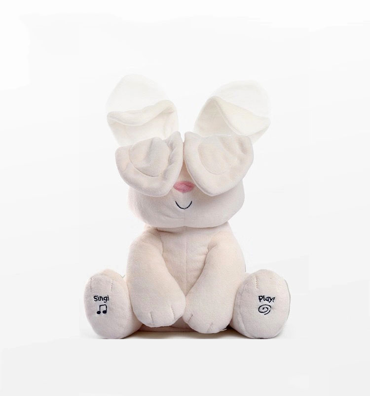 건드 노래하는 까꿍 토끼인형 털 안빠지는 터미타임 장난감 애착 봉제 동물 토끼 인형 - 상세 이미지 3