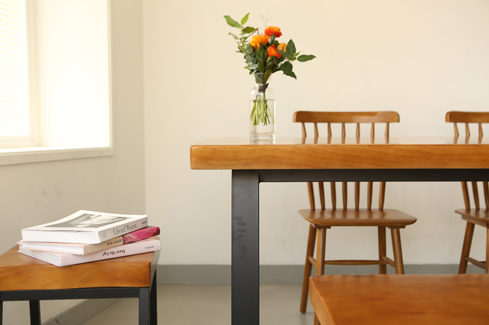 [뉴송 우드슬랩] 원목식탁 / A다리 개방형 (우드슬랩테이블 스타벅스식탁)