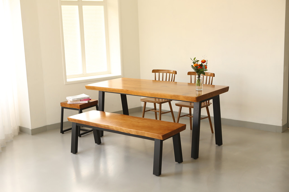 [뉴송 우드슬랩] 원목식탁 / A다리 개방형 (우드슬랩테이블 스타벅스식탁)