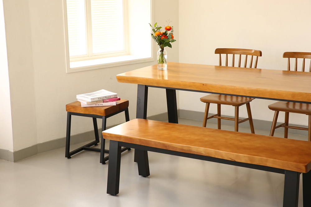 [뉴송 우드슬랩] 원목식탁 / A다리 개방형 (우드슬랩테이블 스타벅스식탁)