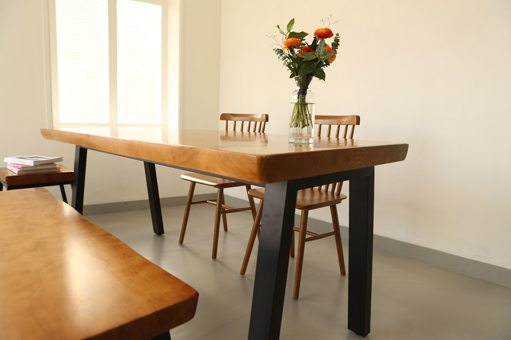 [뉴송 우드슬랩] 원목식탁 / A다리 개방형 (우드슬랩테이블 스타벅스식탁)