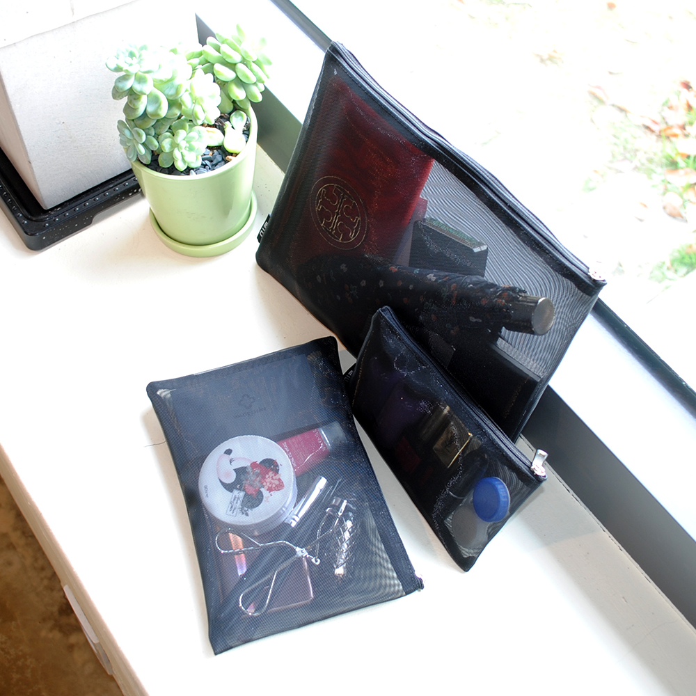 삼각 사각 메쉬 파우치 미니 다용도 여행용 정리 화장품