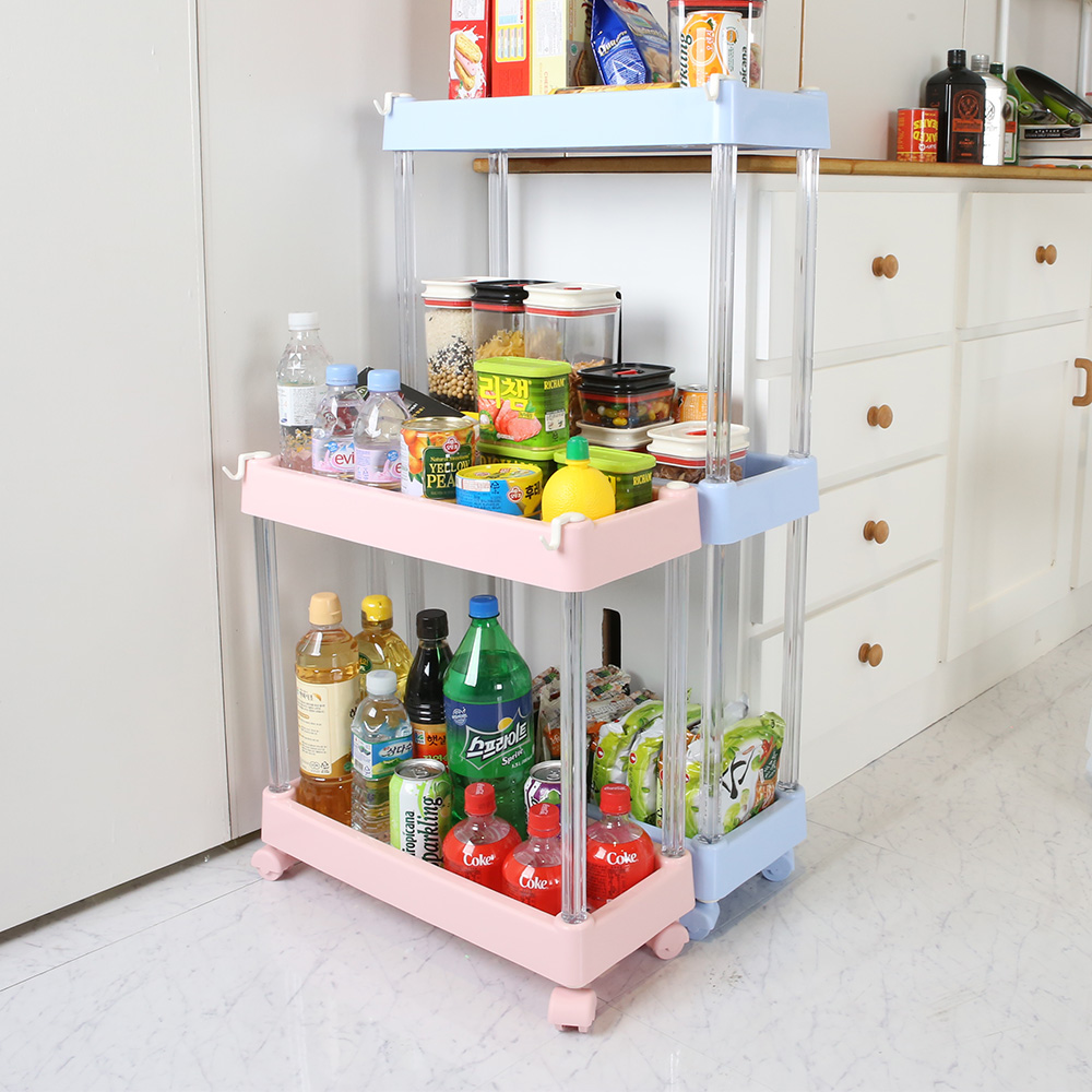 크리스탈 틈새선반 20cm 이동식 슬림 다용도실 선반 세탁실 트롤리