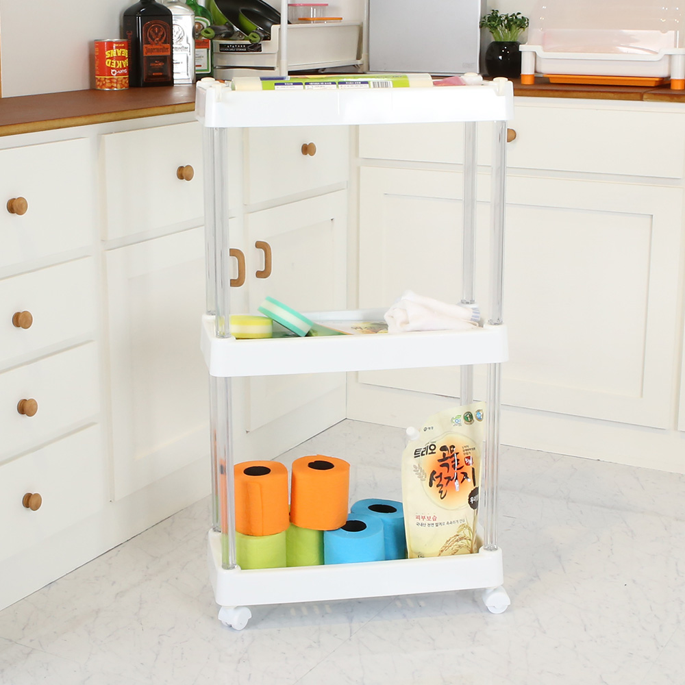 크리스탈 틈새선반 20cm 이동식 슬림 다용도실 선반 세탁실 트롤리