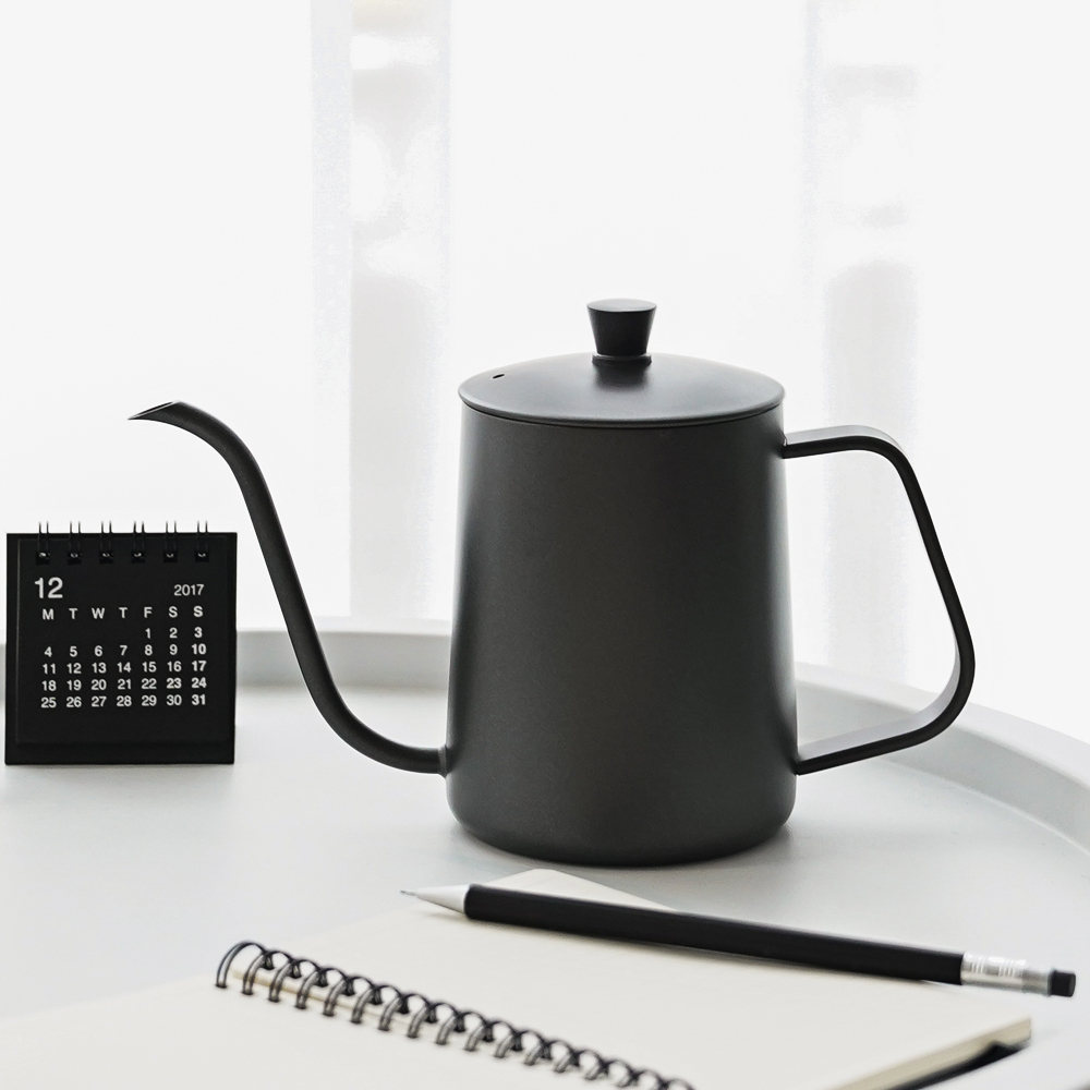 칼딘 데일리 홈 카페 핸드드립 주전자 테프론 드립포트 350ml, 블랙