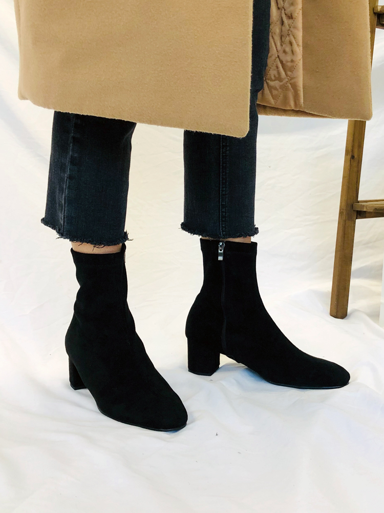 여성 빅사이즈 스웨이드 스판삭스 앵클부츠