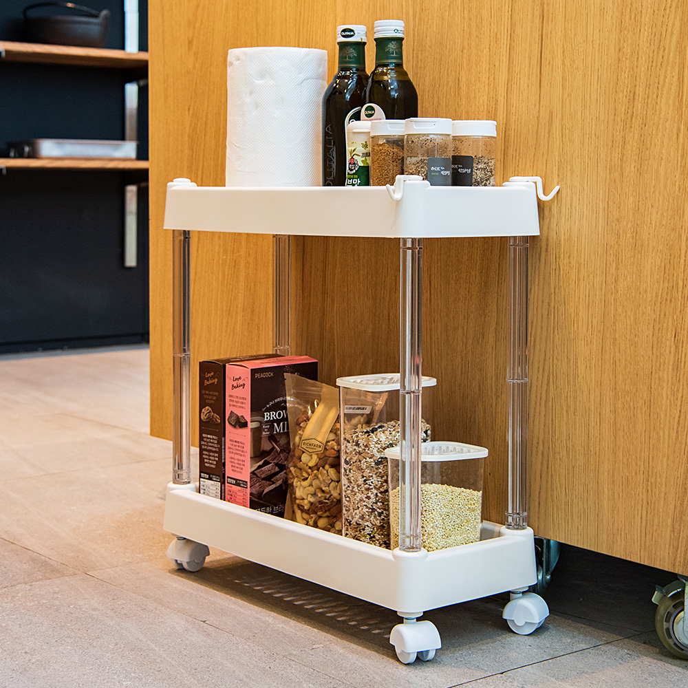 크리스탈 틈새선반 20cm 이동식 슬림 다용도실 선반 세탁실 트롤리