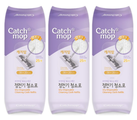 캐치맙 패드 청소대 밀대 걸레 3P 바닥 청소 먼지 물 침대 밑 대 손