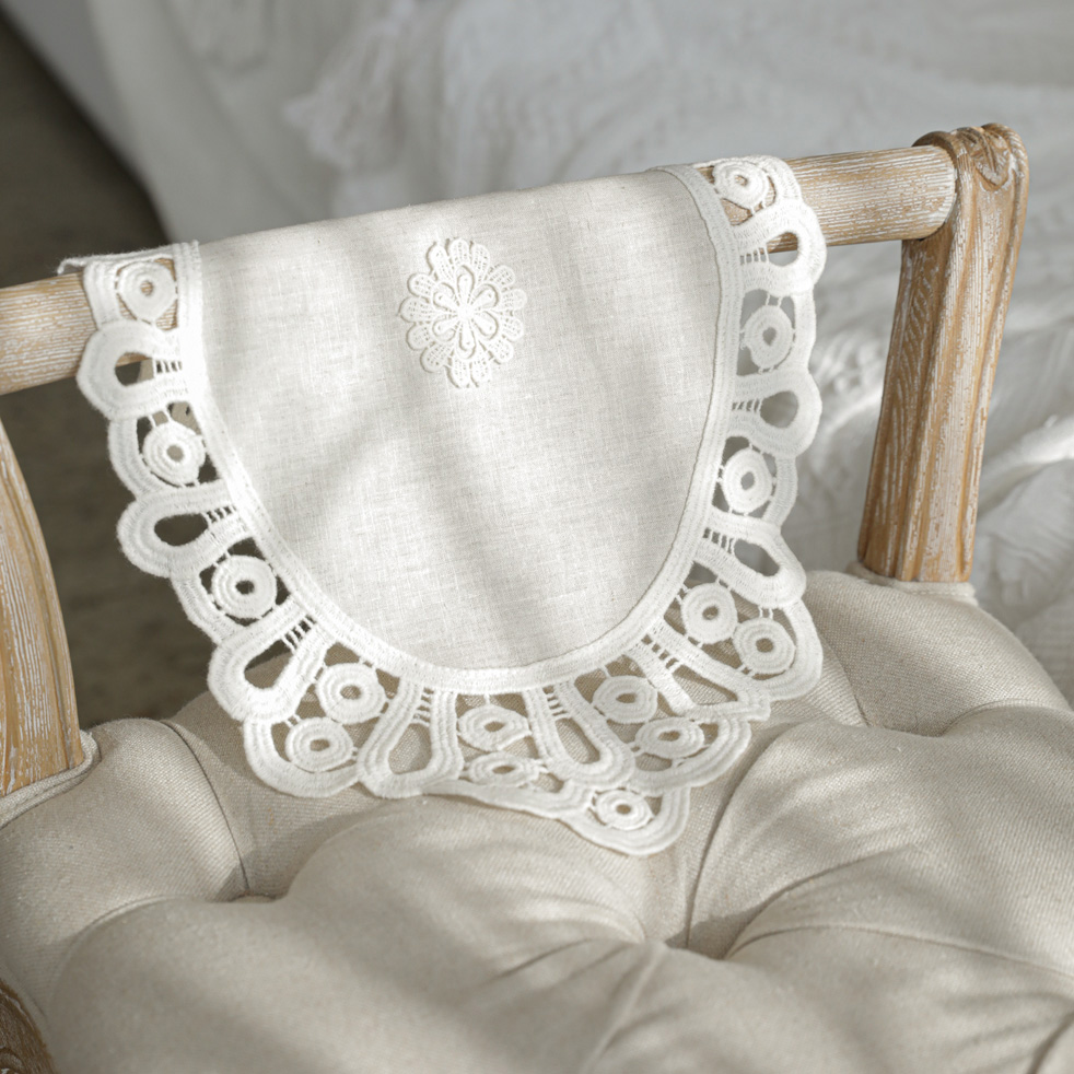 프렌치 코튼 티어링 타원 린넨 매트