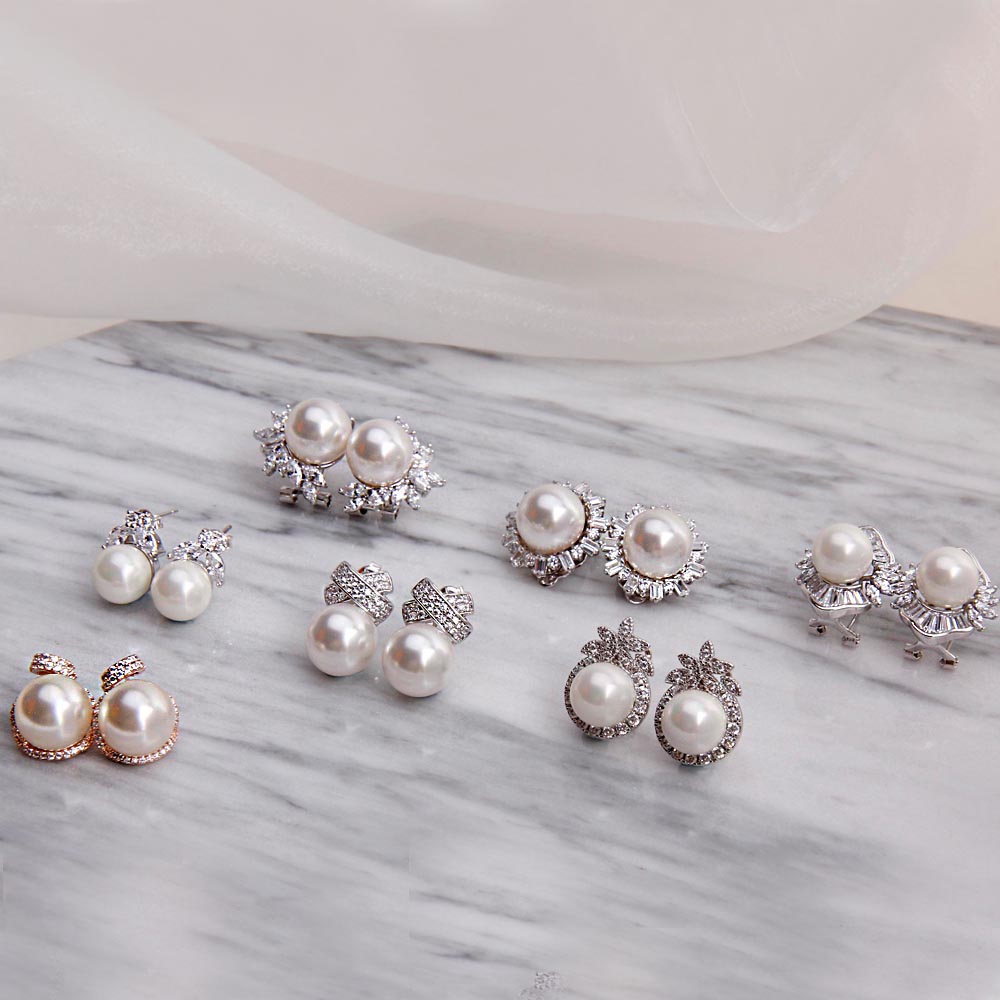 혼주귀걸이 진주 한복 귀걸이 스와로브스키 귀찌 웨딩 스왈 크림로즈 흑진주 쥘리앙