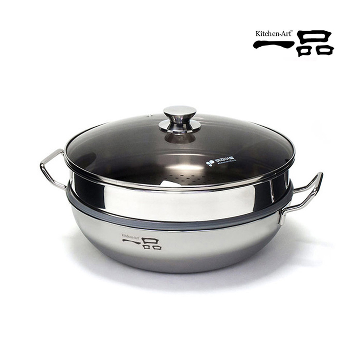 키친아트 일품 통3중 스텐 2단 찜냄비 찜기 28cm / 30cm / 36cm - 상세 이미지 4