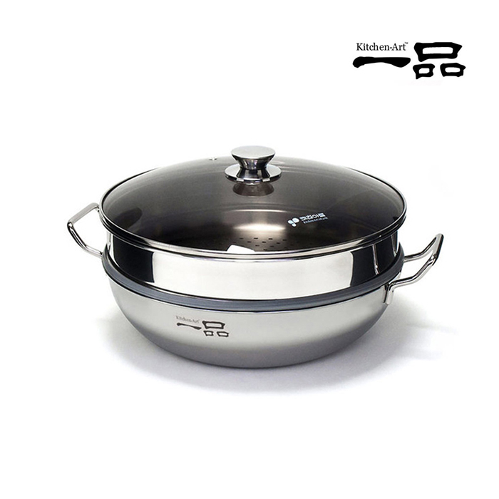 키친아트 일품 통3중 스텐 2단 찜냄비 찜기 28cm