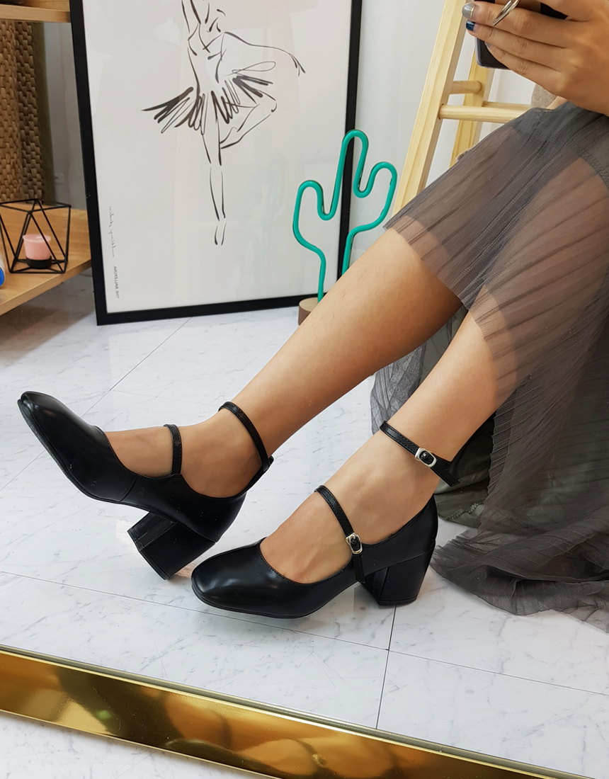 [봄인기] 스퀘어 메리제인 미들힐 통굽 펌프스 7cm 상세 이미지 15