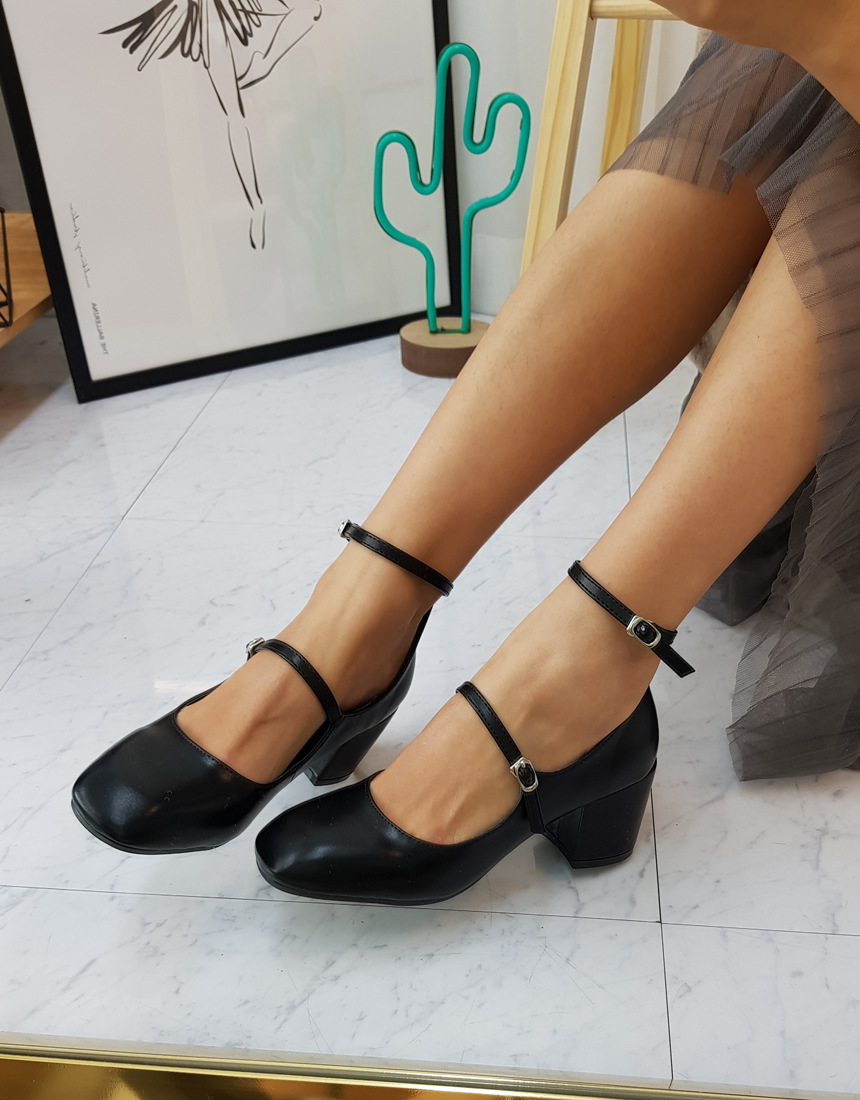 [봄인기] 스퀘어 메리제인 미들힐 통굽 펌프스 7cm 상세 이미지 16