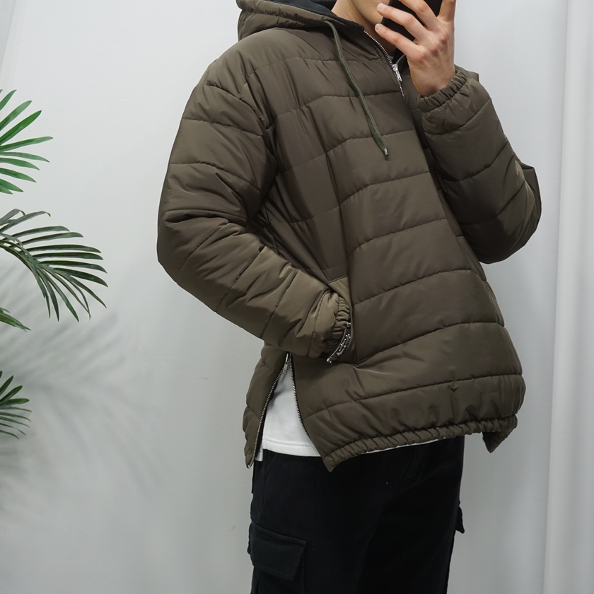 남자 옆지퍼 웰론패딩 아노락 후드점퍼 - 상세 이미지 3