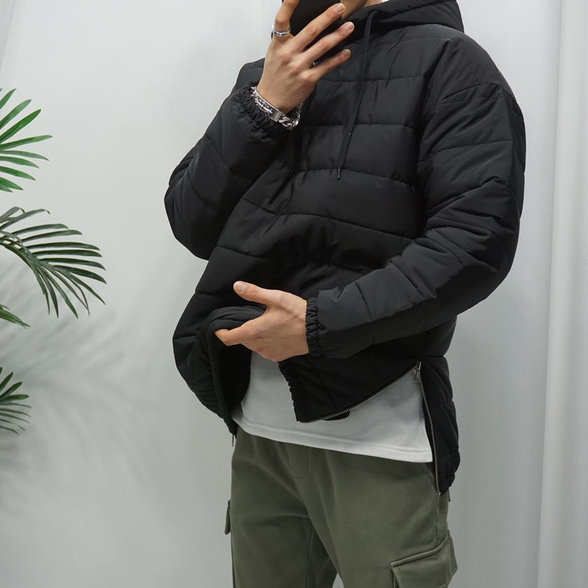 남자 옆지퍼 웰론패딩 아노락 후드점퍼 - 상세 이미지 5