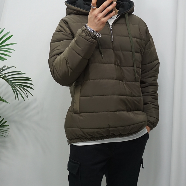남자 옆지퍼 웰론패딩 아노락 후드점퍼 - 상품 이미지
