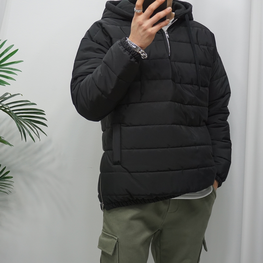 남자 옆지퍼 웰론패딩 아노락 후드점퍼 - 상세 이미지 4