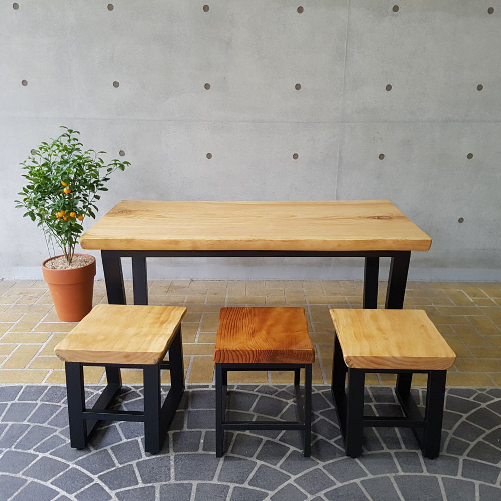 [우드/식탁용] 우드슬랩 디자인 식탁 스툴