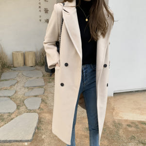 루즈핏 테일러드 더블 모직 울코트 카라 여성 겨울코트 여자 롱 코트 크림... 착용 후기 | 사이즈/핏 총정리 - 상품 이미지 4
