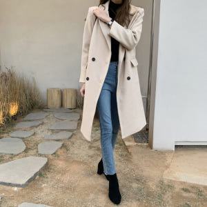루즈핏 테일러드 더블 모직 울코트 카라 여성 겨울코트 여자 롱 코트 크림... 착용 후기 | 사이즈/핏 총정리 - 상품 이미지 3