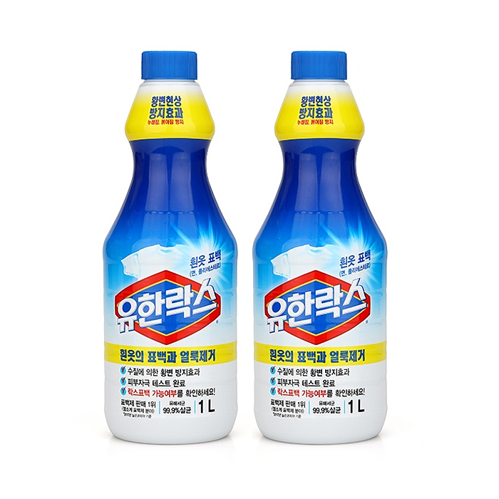 유한양행 유한락스 흰옷 표백 1L / 표백제 세탁보조제 X2개 - 상품 이미지