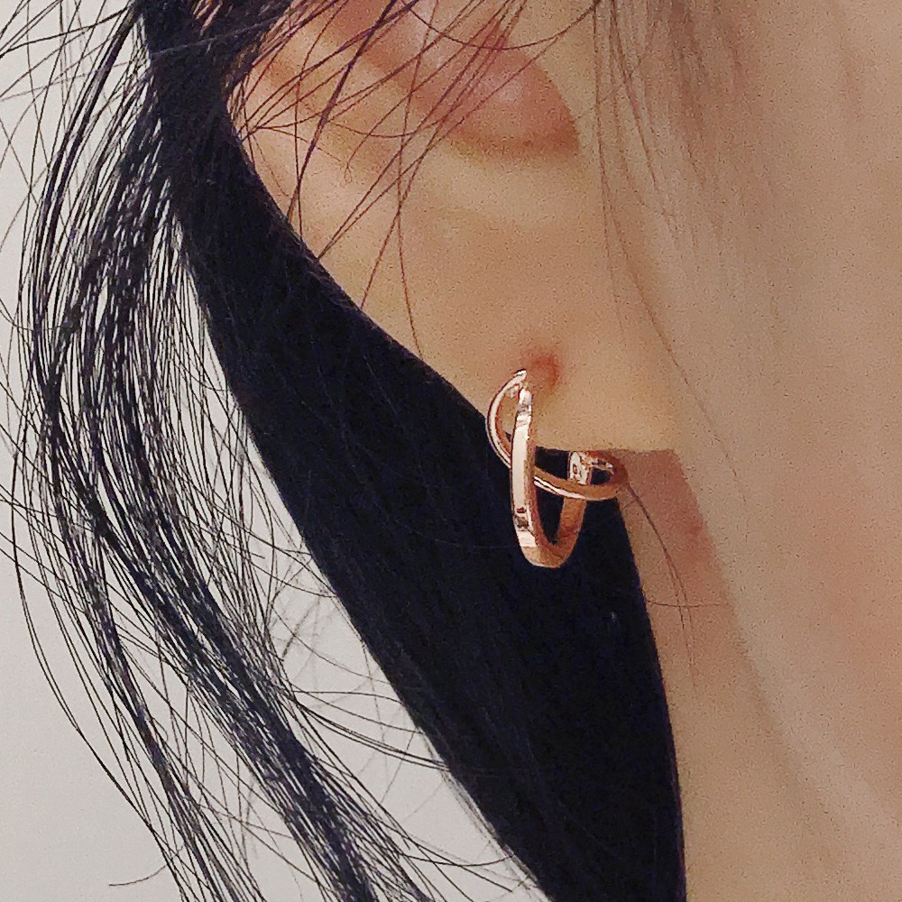 수아벨 14K 골드핀 꼬임 링 핑크골드 무알러지 금침귀걸이